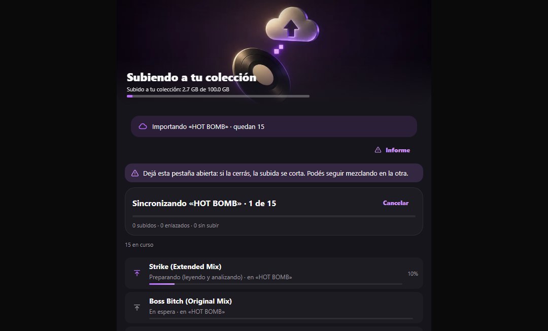 Subiendo a tu colección: 2,7 GB de 100 GB usados